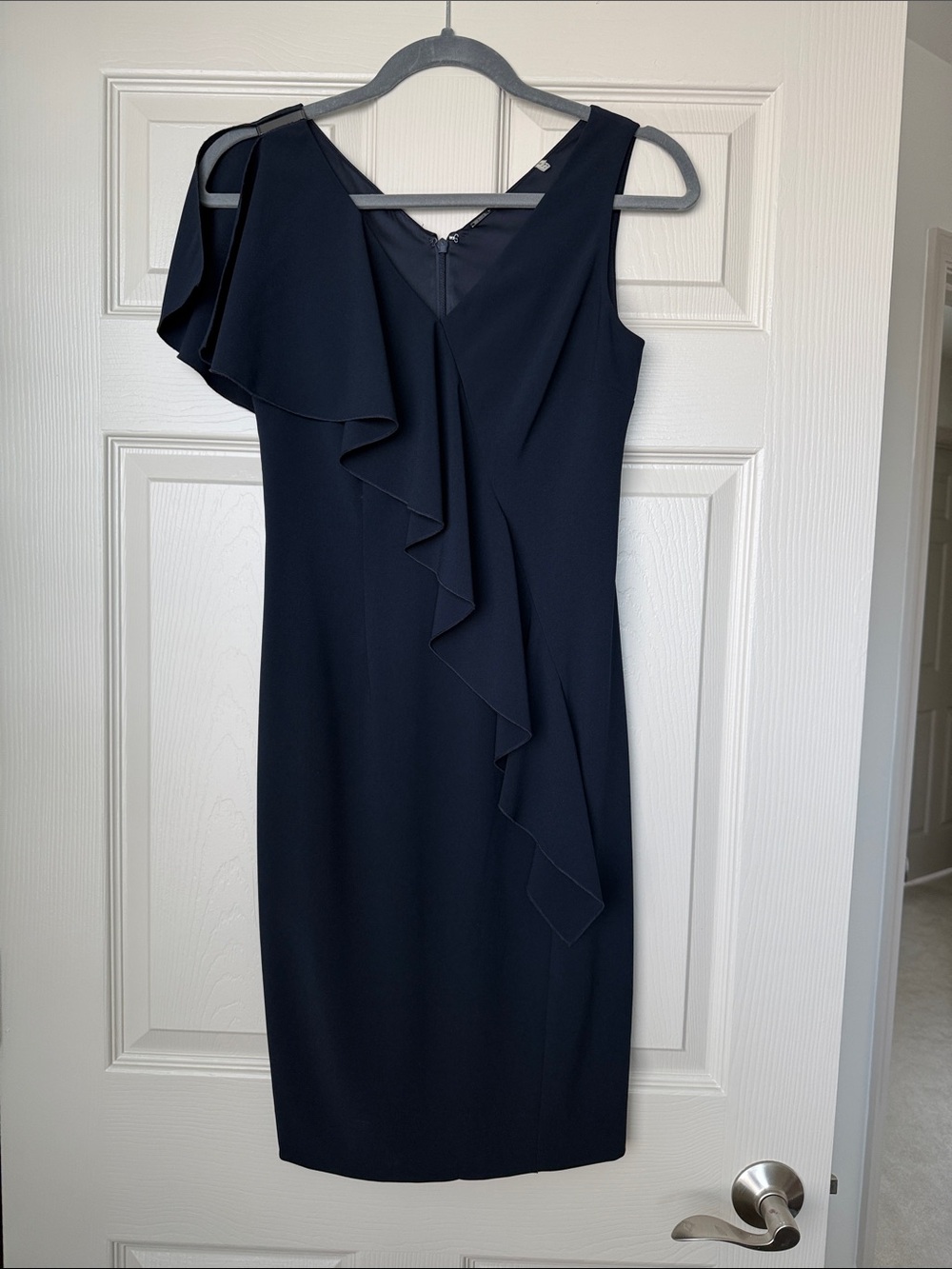 Elie Tahari Black One-Shoulder Ruffle Dress